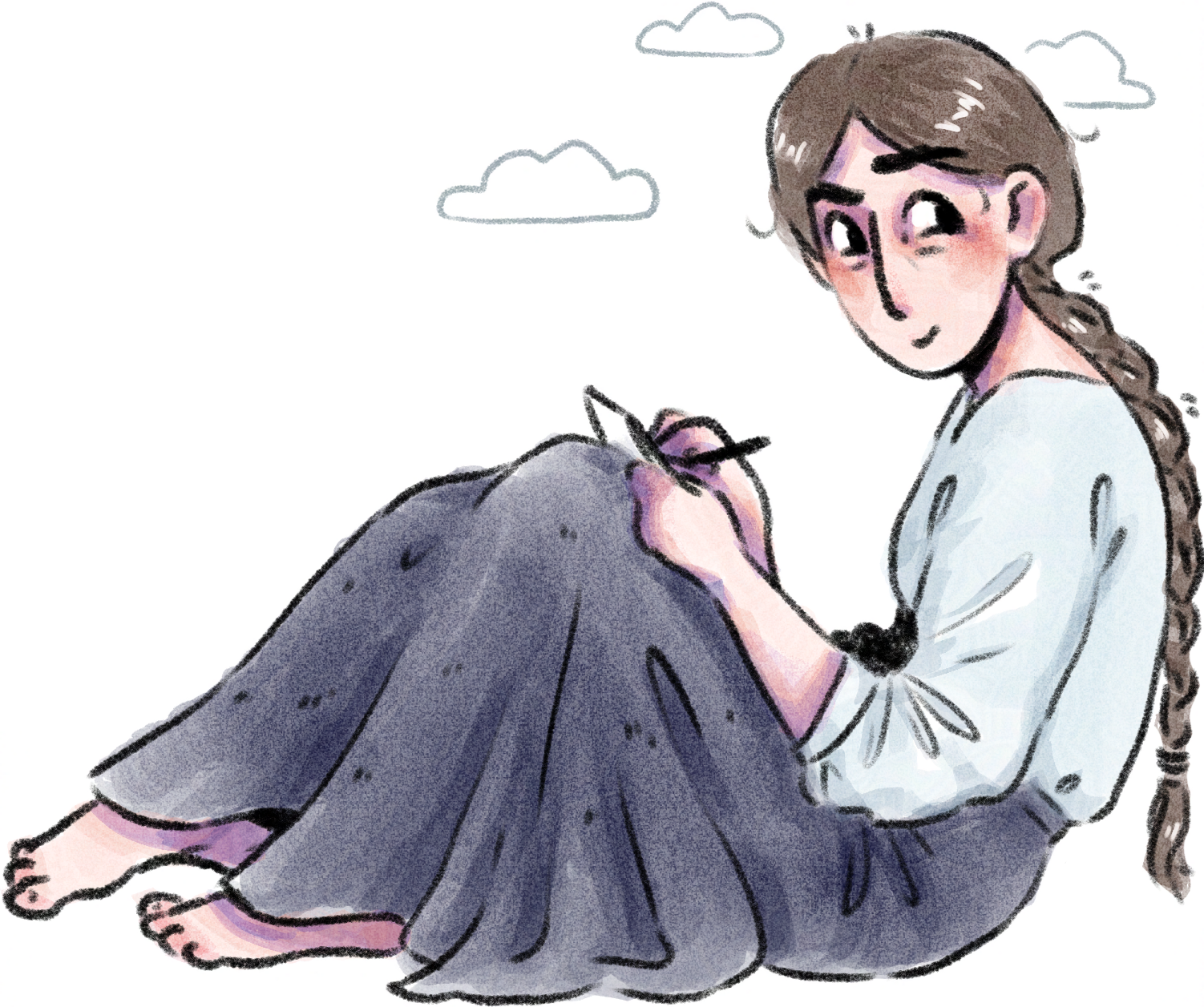 autoportrait de l'artiste en train de dessiner